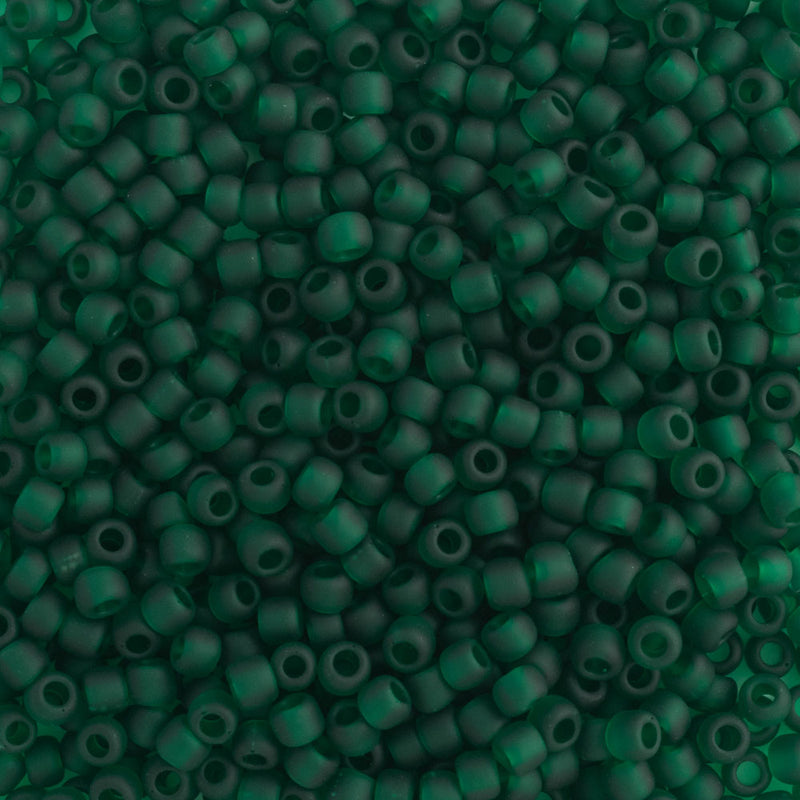 Toho Round Seed Beads Size 11/0 2.2mm, 939F Transparent-Frosted Green Emerald