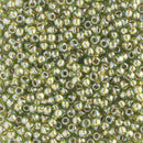 Toho Round Seed Beads Size 11/0 2.2mm, 991 Gold-Lined Peridot