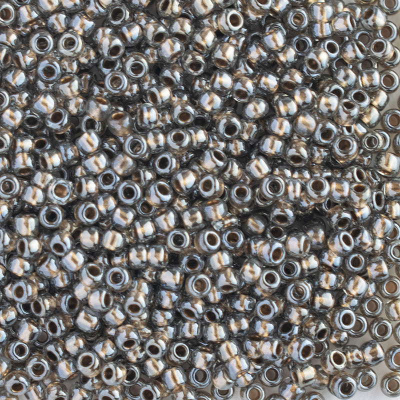 Toho Round Seed Beads Size 11/0 2.2mm, 993 Gold-Lined Black Diamond