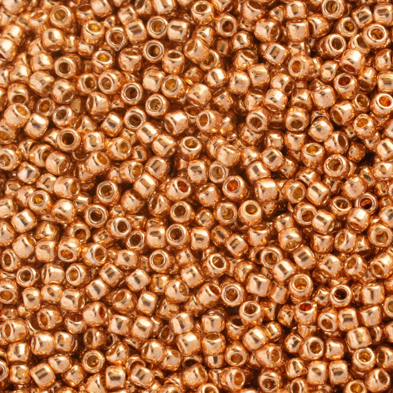 Toho Round Seed Beads Size 11/0 2.2mm,  PF551 PermaFinish - Galvanized Rose Gold