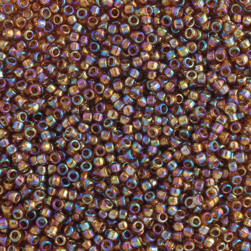 Toho Round Seed Beads Size 15/0 1.5mm, 177 Transparent-Rainbow Smoky Topaz