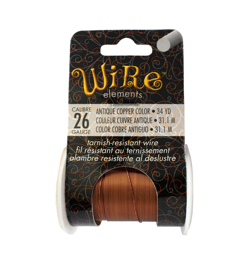 Wire Elements Tarnish Resistant 26 Gauge Wire, Antique Copper - 34 Yards