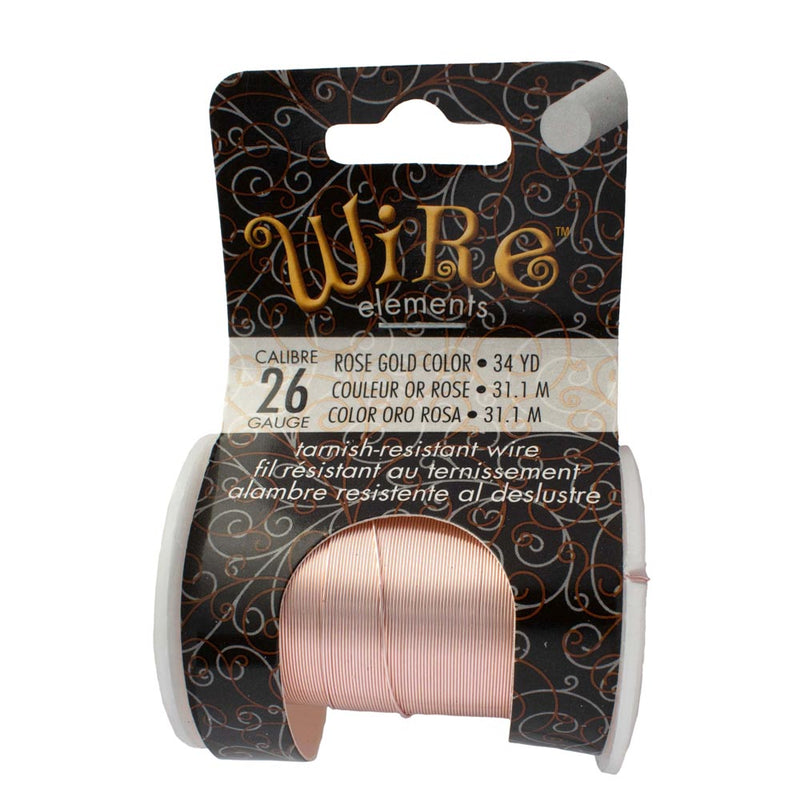 Wire Elements Tarnish Resistant 26 Gauge Wire, Rose Gold - 34 Yards