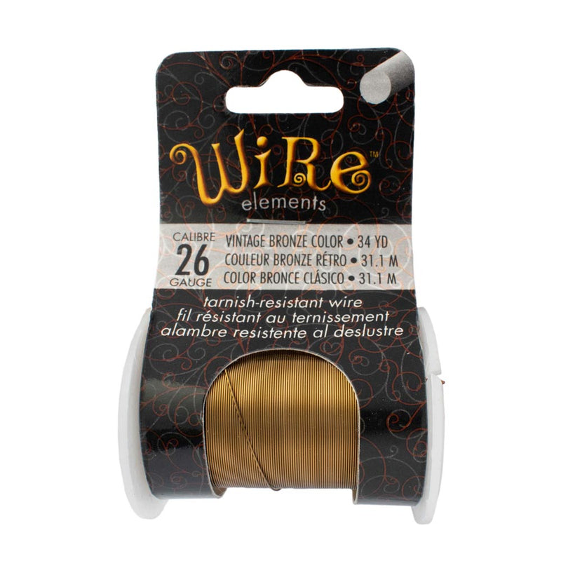 Wire Elements Tarnish Resistant 26 Gauge Wire, Vintage Bronze - 34 Yards