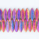 Czech Dagger Beads 5x16mm, 2-Hole, Etched Crystal Sliperit