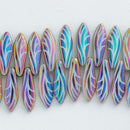 Czech Dagger Beads 5x16mm, 1-Hole, White Laser Wing Sliperit