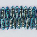 Czech Dagger Beads 5x16mm, 1-Hole, Jet Laser Eye