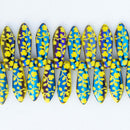 Czech Dagger Beads 5x16mm, 1-Hole, Yellow Opaque Laser Flower