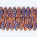 Czech Dagger Beads 5x16mm, 1-Hole, Orange Laser Matte Flower