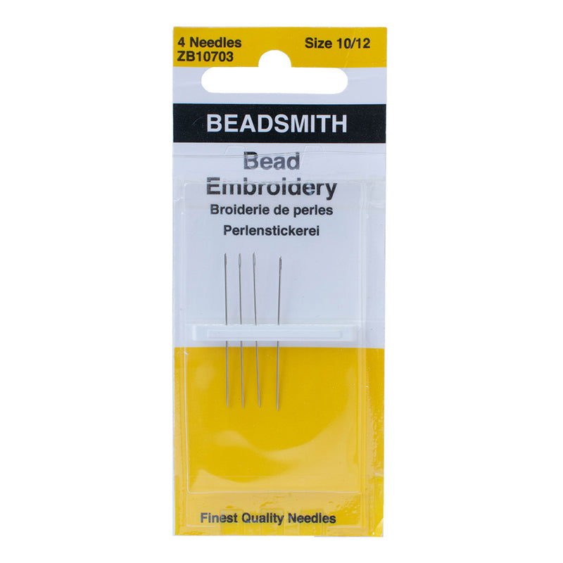 The BeadSmith English Bead Embroidery Needles, Short, Assorted : #10 - 2 Needles, #12 - 2 Needles