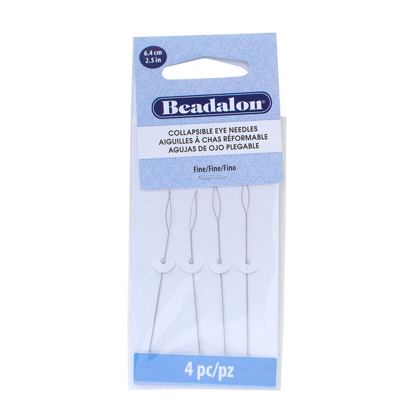 Beadalon Collapsible Eye Needles, Fine 2.5 inch (6.4cm) - 4 Needles