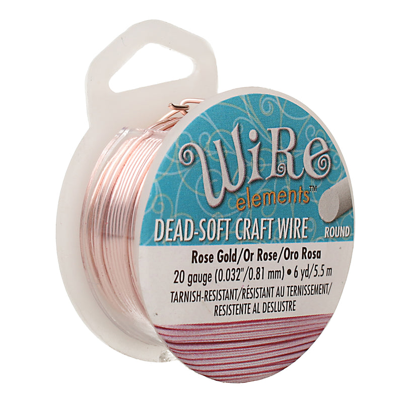 Wire Elements Tarnish Resistant Soft Temper 20 Gauge Wire, Rose Gold