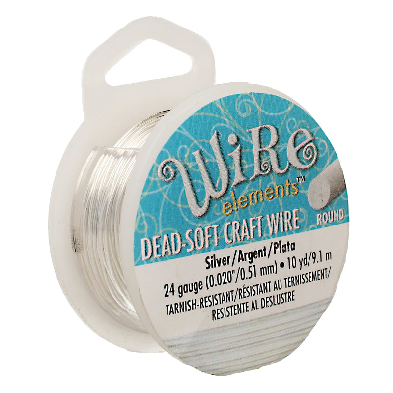 Wire Elements Tarnish Resistant Soft Temper 24 Gauge Wire, Silver, 10 Yards