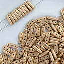 CzechMates - Beam Beads 3x10mm, Matte - Metallic Flax/Gold