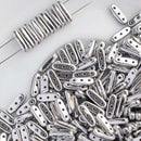 CzechMates - Beam Beads 3x10mm, Crystal Full Labrador/Silver