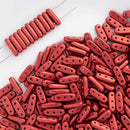 CzechMates - Beam Beads 3x10mm, Saturated Metallic Aurora Red