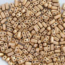 CzechMates - Brick Beads 6x3x3mm, Matte - Metallic Flax/Gold