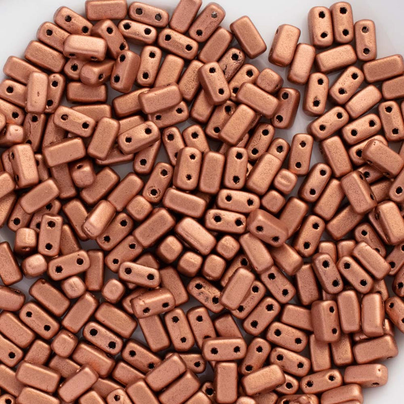 CzechMates - Brick Beads 6x3x3mm, Matte - Metallic Copper