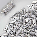 CzechMates - Crescent Beads 3x10mm, Crystal Full Labrador/Silver