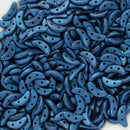 CzechMates - Crescent Beads 3x10mm, Metallic Suede - Blue