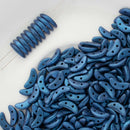 CzechMates - Crescent Beads 3x10mm, Metallic Suede - Blue