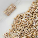 CzechMates - Crescent Beads 3x10mm, Alabaster Picasso Luster