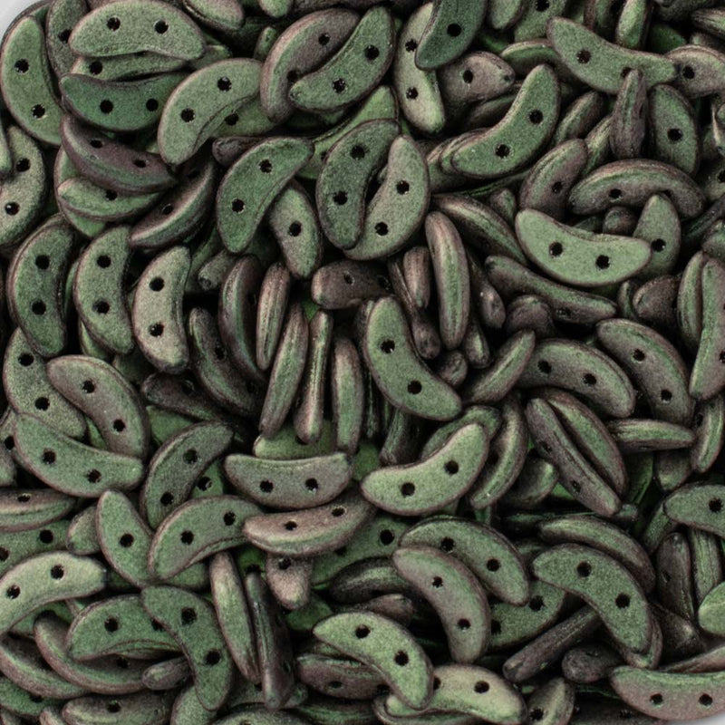 CzechMates - Crescent Beads 3x10mm, Polychrome Olive Mauve