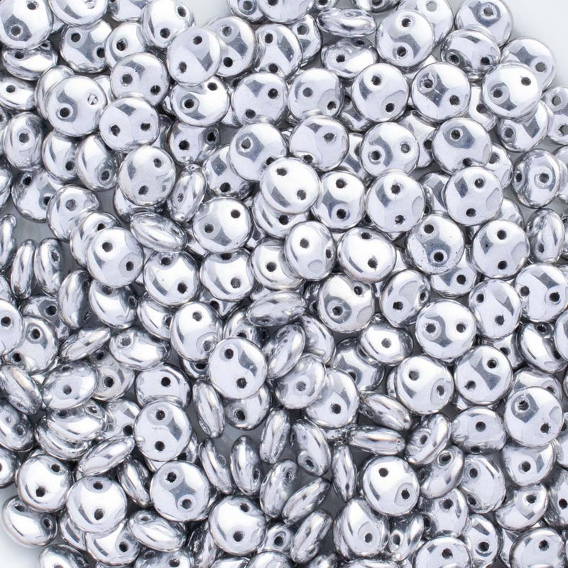 CzechMates - Lentil Beads 6x3mm, Crystal Full Labrador/Silver