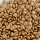 CzechMates - QuadraLentil Beads 6x3mm, Matte - Metallic Flax/Gold