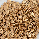CzechMates - QuadraTile Beads 6x6x2mm, Matte - Metallic Flax/Gold