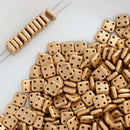 CzechMates - QuadraTile Beads 6x6x2mm, Matte - Metallic Flax/Gold