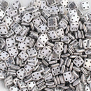 CzechMates - QuadraTile Beads 6x6x2mm, Crystal Full Labrador/Silver