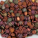 CzechMates - QuadraTile Beads 6x6x2mm, Matte - Metallic Bronze Iris