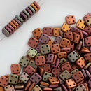 CzechMates - QuadraTile Beads 6x6x2mm, Matte - Metallic Bronze Iris