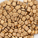 CzechMates - Tile Beads 6x6x3mm, Matte - Metallic Flax/Gold
