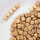 CzechMates - Tile Beads 6x6x3mm, Matte - Metallic Flax/Gold