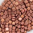 CzechMates - Tile Beads 6x6x3mm, Matte - Metallic Copper