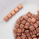CzechMates - Tile Beads 6x6x3mm, Matte - Metallic Copper