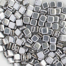 CzechMates - Tile Beads 6x6x3mm, Crystal Full Labrador/Silver