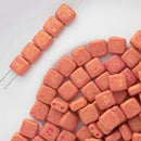 CzechMates - Tile Beads 6x6x3mm, Pacifica Watermelon