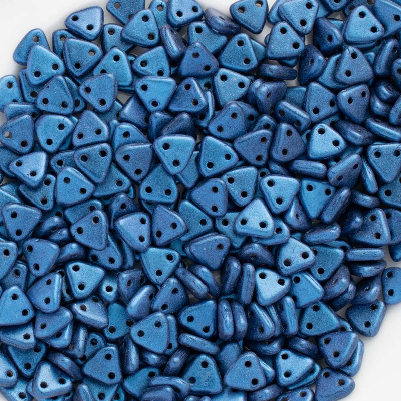 CzechMates - Triangle Beads 6x6x2mm, Metallic Suede - Blue