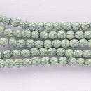 Czech Fire Polish Glass Beads 3mm, Snake Lime