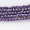 Czech Fire Polish Glass Beads 3mm, Snake Dark Orchid