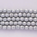 Czech Fire Polish Glass Beads 4mm, Matte - Metallic Silver Czech Shield