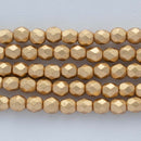 Czech Fire Polish Glass Beads 4mm, Matte - Metallic Gold Czech Shield