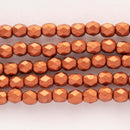 Czech Fire Polish Glass Beads 4mm, Matte - Metallic Antique Copper Czech Shield