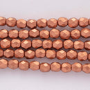 Czech Fire Polish Glass Beads 4mm, Matte - Metallic Bronze Copper Czech Shield