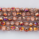 Czech Fire Polish Glass Beads 4mm, Crystal Sliperit Czech Shield