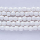 Czech Fire Polish Glass Beads 4mm, Pearl Shine White Czech Shield