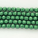 Czech Fire Polish Glass Beads 4mm, Gold Shine Dark Olive Green Czech Shield